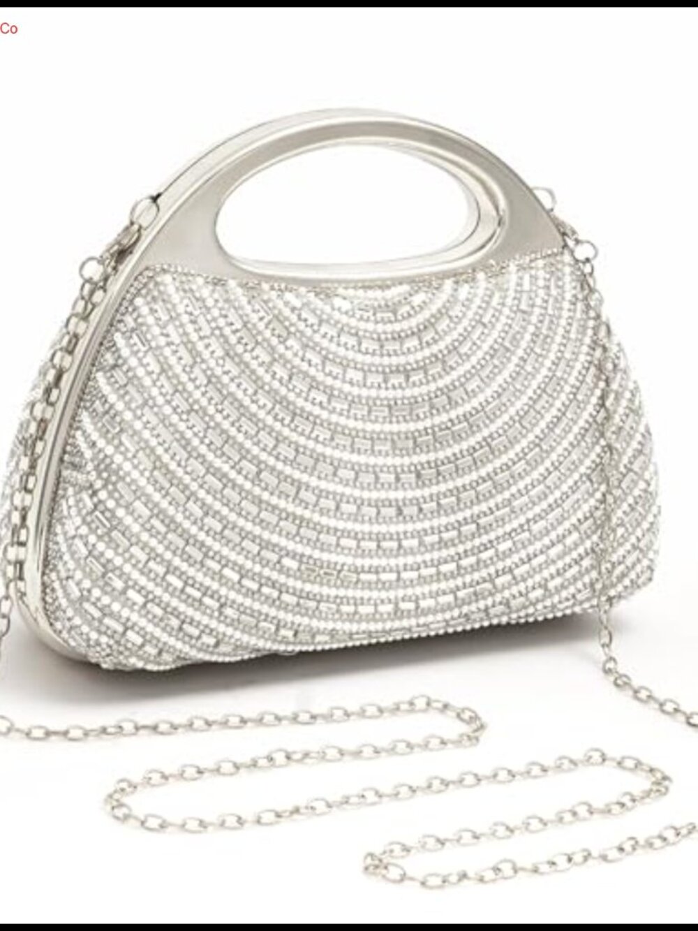 Acrylic Pearl Rhinestone Evening Bag Clutch Purse with Handle